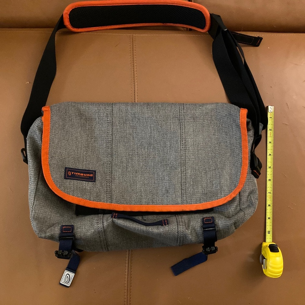 Orange, gray and navy Timbuk2 bag